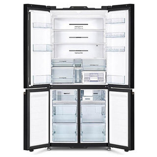 *Current Model* Hitachi 569L RWB640VT0X-1MGW Fridge with Non-Plumbed Ice Maker - Glass Matte White [Carton Damaged]