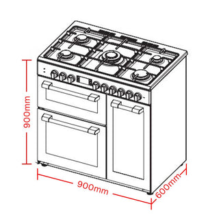 *Brand New* Beko 90cm Multifunction Dual Fuel Black Freestanding Oven/Stove BRC916GMB