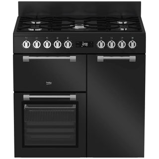 *Brand New* Beko 90cm Multifunction Dual Fuel Black Freestanding Oven/Stove BRC916GMB